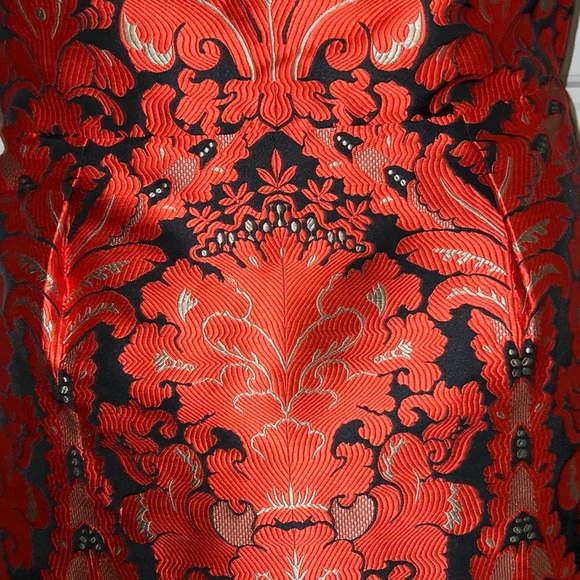 Free People Mini Backless Floral Bohemian Lined Red Black Gold Dress size 10 😍 - Picture 6 of 14